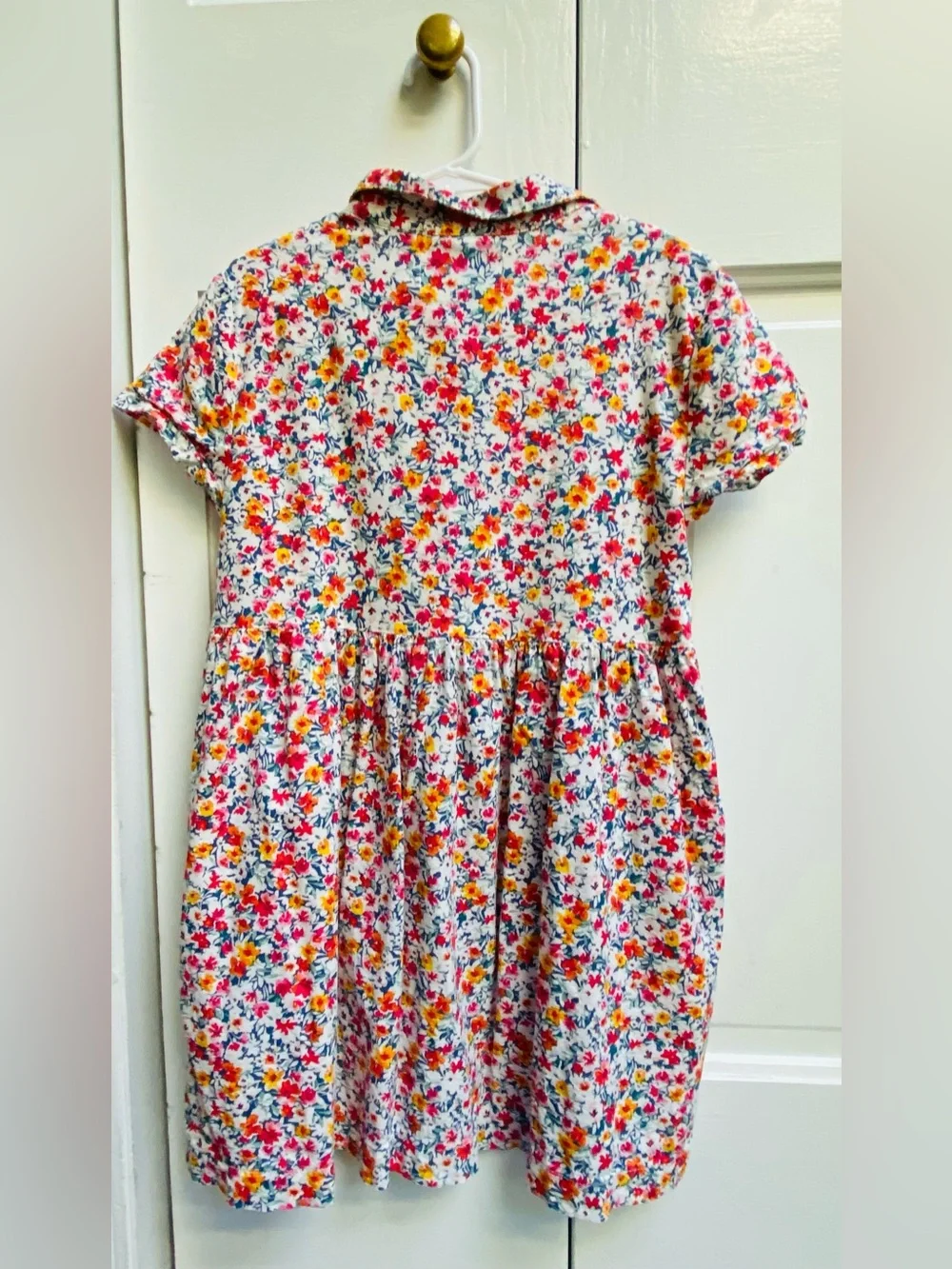 Old Navy girls multicolored Floral Short-Sleeve Button-up dress sz 6-7